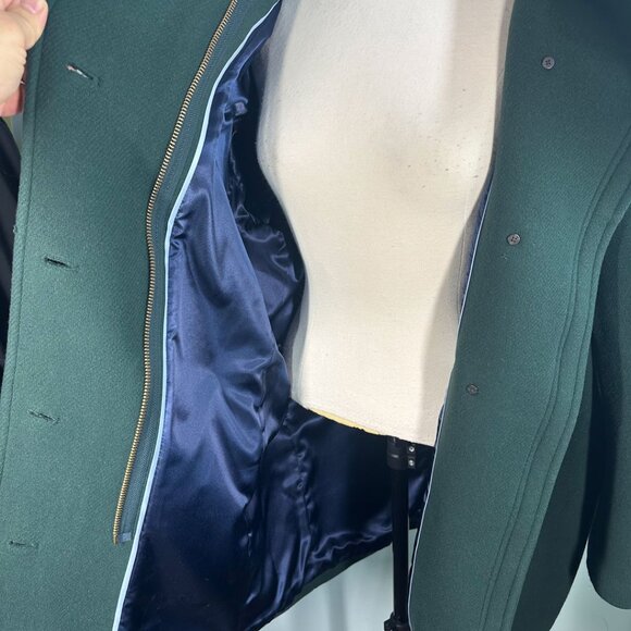 J. Crew Italian Stadium Cloth By Nello Gori, Green Wool Coat Size 16 - Picture 6 of 11